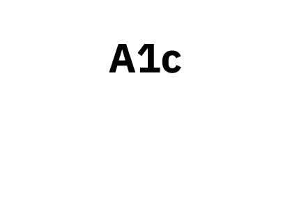 A1c word with white arrow pointing down and on a transparent background