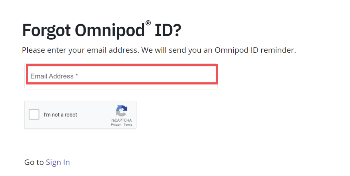 Omnipod 5 PodderCentral Enter Email location