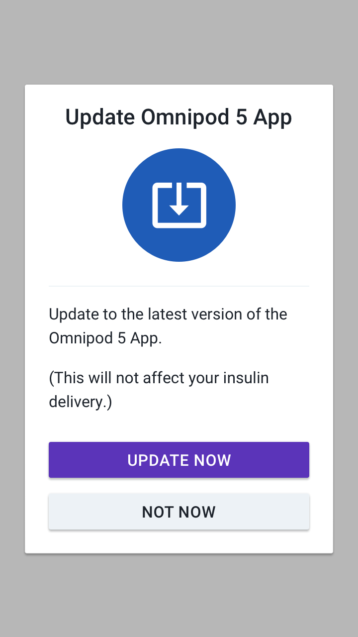 Omnipod 5 Optional App Update screenshot