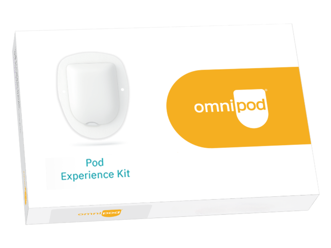 Omnipod Pod Experience Kit box on a transparent background with no shadow