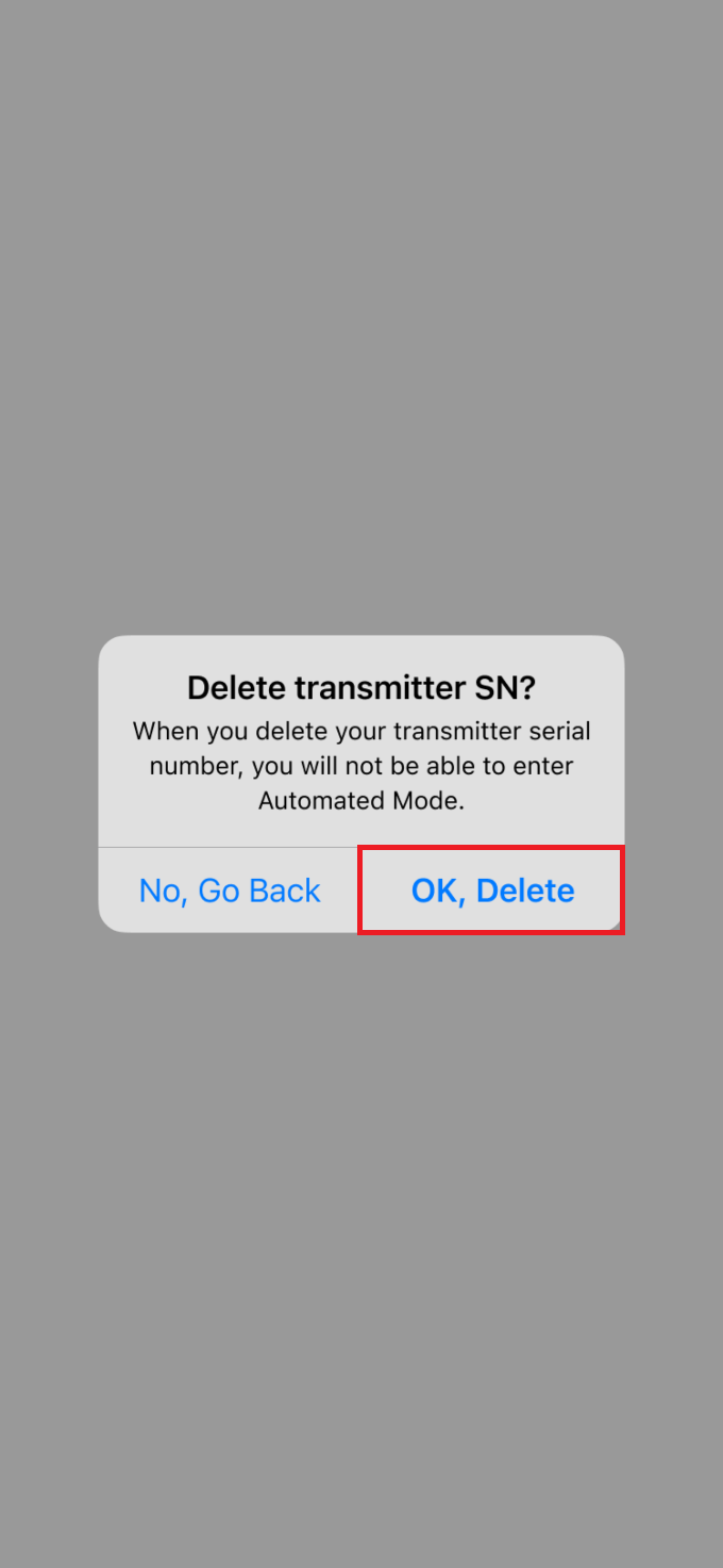 Omnipod 5 for iPhone "OK, Delete" button option