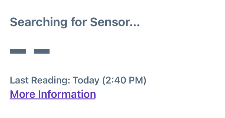 Omnipod 5 for iPhone "Searching for sensor" error message screen