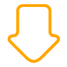 Orange colored arrow pointing down on a transparent background