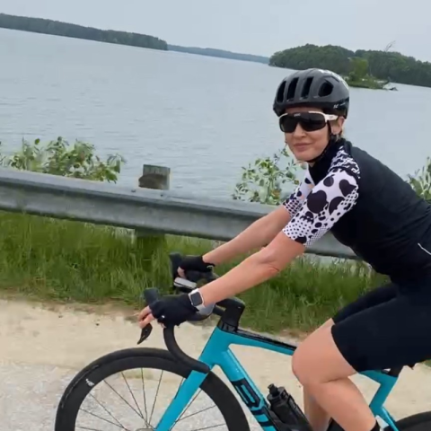 lady on bike