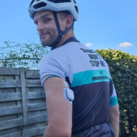 Omnipod Podder David in his cycling gear